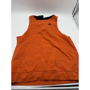 Paizh Workout Hoodie Mens Size Extra Large Orange Black Sleeveless No Drawstring